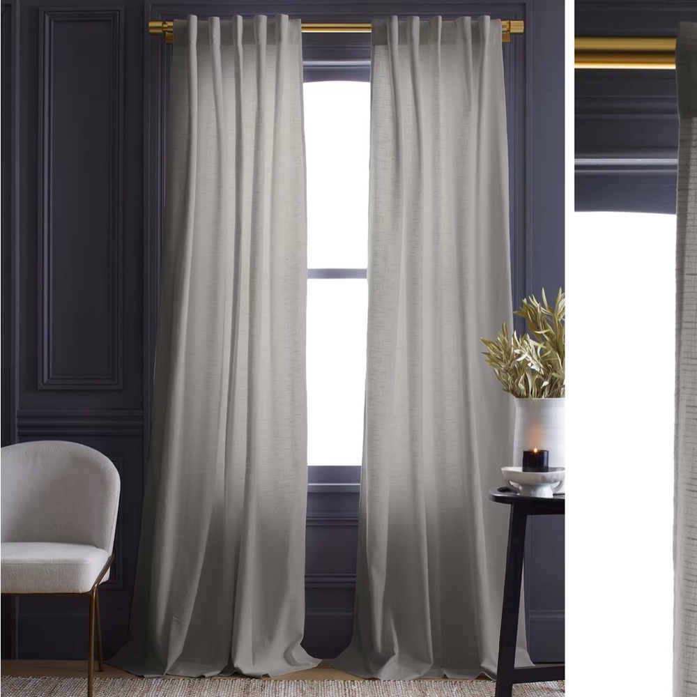 NWT QUINCE Set Of 2 48x84 Cotton Slub Curtains Cloud 7047